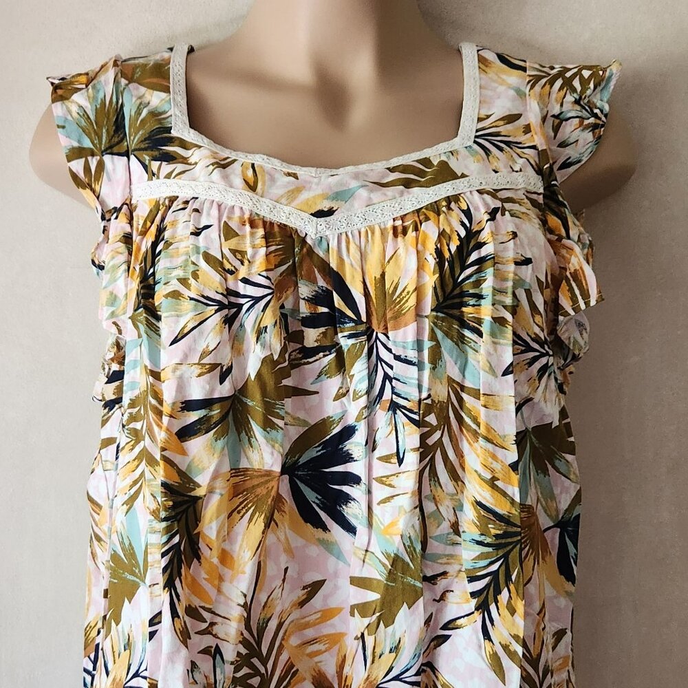 Jessica Simpson blouse sz 1X 14W 16W tropical print EUC
